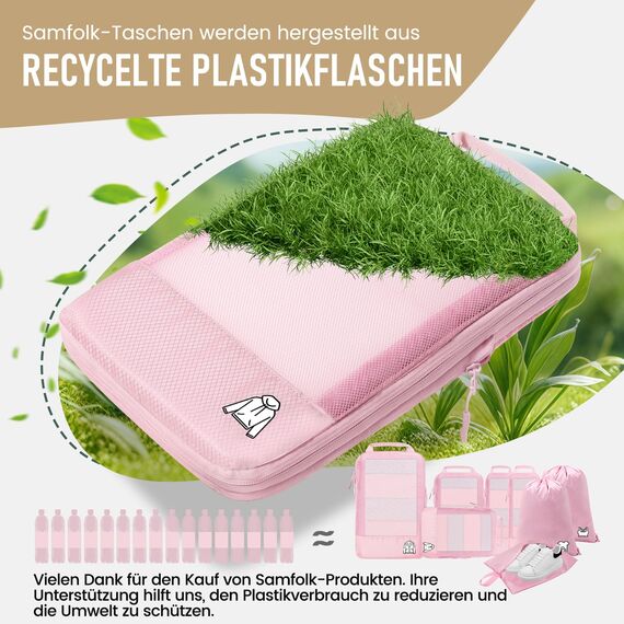 8 Teilige Compression Packing Cubes, Koffer Organizer Kompression PackwüRfel Packtaschen FüR Backpack Rucksack Reisen Organizer Rosa