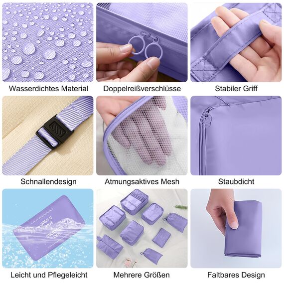 Koffer Organizer Set, 10 Stück Packing Cubes for Suitcase Travel Accessories Kofferorganizer Set Kleidertaschen Packwürfel Kosmetik Travel Organizer Packtaschen für Koffer