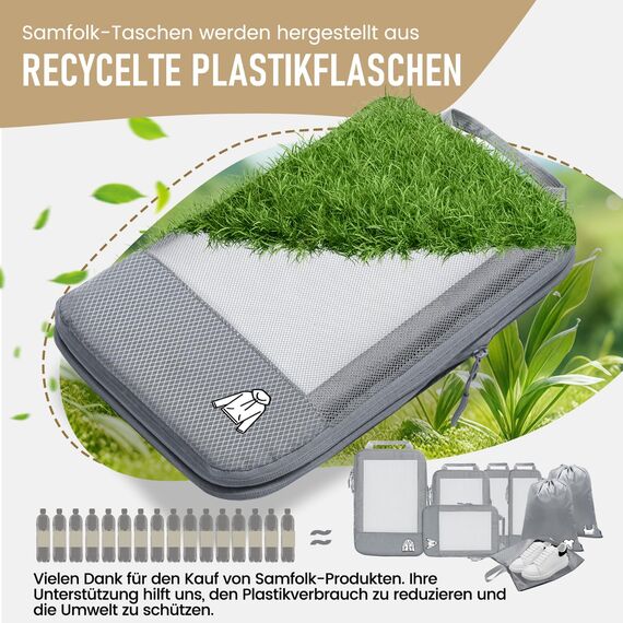 8 Teilige Compression Packing Cubes, Koffer Organizer Kompression PackwüRfel Packtaschen FüR Backpack Rucksack Reisen Organizer Grau