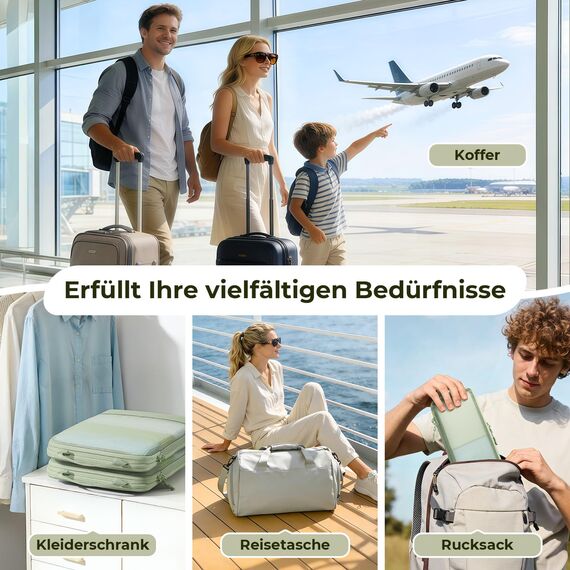 8 Teilige Compression Packing Cubes, Koffer Organizer Kompression PackwüRfel Packtaschen FüR Backpack Rucksack Reisen Organizer Matcha Grün
