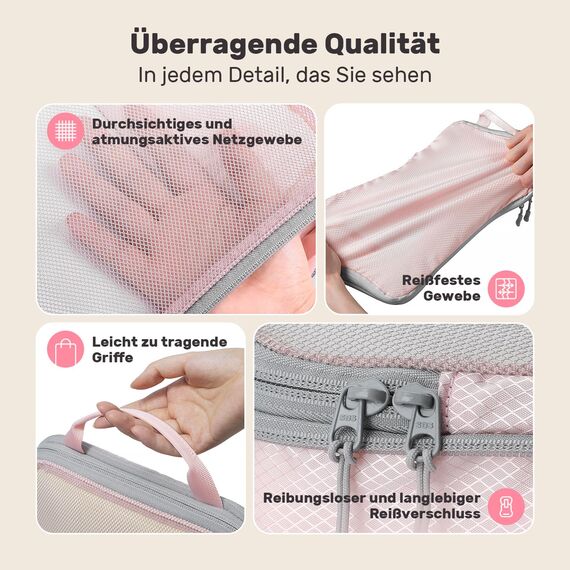8 Teilige Compression Packing Cubes, Koffer Organizer Kompression PackwüRfel Packtaschen FüR Backpack Rucksack Reisen Organizer