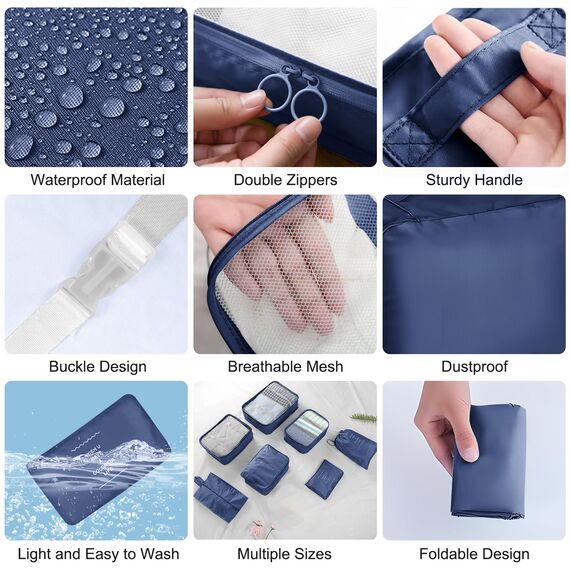 10 Stück Koffer Organizer Set, Packing Cubes for Suitcase Travel Accessories Kofferorganizer Set Kleidertaschen Packwürfel Kosmetik Travel Organizer Packtaschen für Koffer