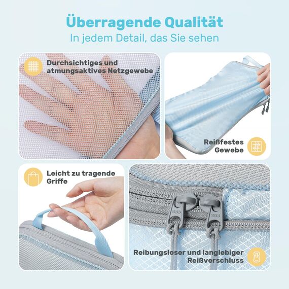 8 Teilige Compression Packing Cubes, Koffer Organizer Kompression PackwüRfel Packtaschen FüR Backpack Rucksack Reisen Organizer