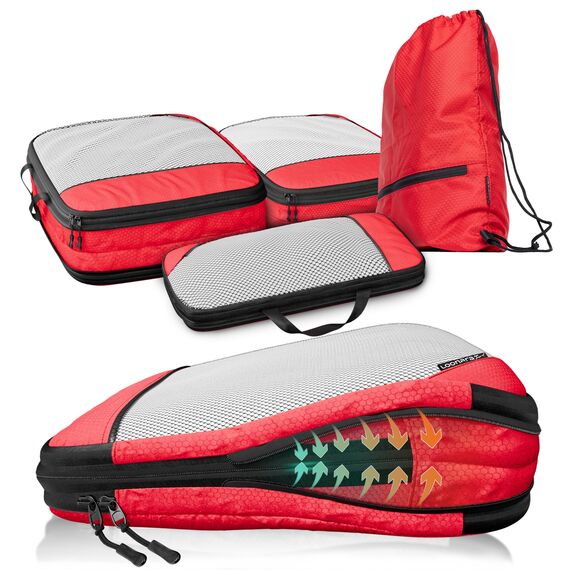 Compression Packing Cubes Set für mehr Platz im Koffer & Backpack - Packwürfel Packing Cubes Compression als Rucksack Organizer - Travel Packtaschen Reise - Camping Zubehör & Wander Ausrüstung