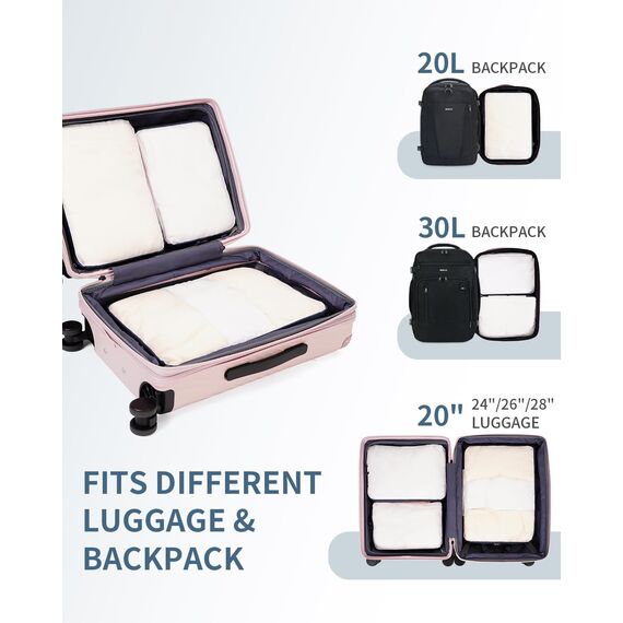 ECOHUB 6 Teilige Koffer Organizer Kompression Set, Netzgewebe Ultraleichte Packtaschen für Rucksack, Recycelt Packwürfel Kompression für Handgepäck, Packing Cubes Reise, Patent Angemeldet(Dunkelblau)
