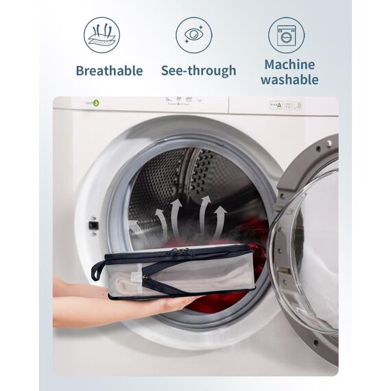ECOHUB 6 Teilige Koffer Organizer Kompression Set, Netzgewebe Ultraleichte Packtaschen für Rucksack, Recycelt Packwürfel Kompression für Handgepäck, Packing Cubes Reise, Patent Angemeldet(Dunkelblau)