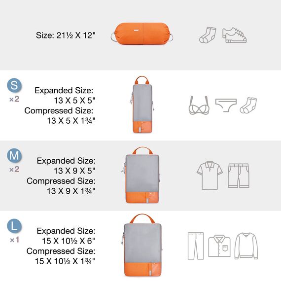 BAGSMART Kleidertaschen Set 6 Teilig packtaschen Kompression Packwürfel Set mit Wäschesack für Rucksack,reise organizer,Koffer Organizer auf Travel