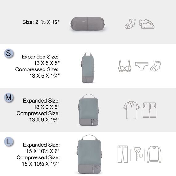 BAGSMART Kleidertaschen Set 6 Teilig packtaschen Kompression Packwürfel Set mit Wäschesack für Rucksack,reise organizer,Koffer Organizer auf Travel