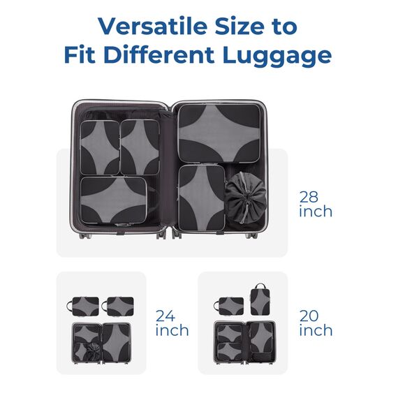 BAGSMART Packing Cubes Compression 6 Stück, Rucksack Koffer Organizer Packtaschen, Reise Kompressionsbeutel Wasserdicht Packwürfel Kompression, Travel Essentials Kofferorganizer