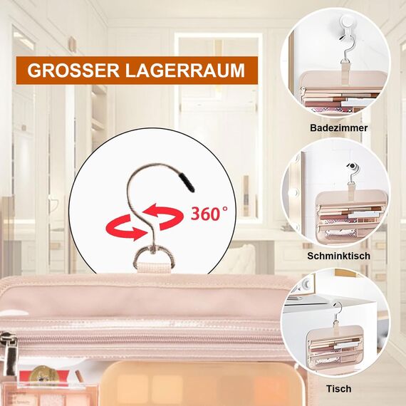 NMNGB Kulturbeutel kulturtasche Damen, Kulturtasche zum Aufhängen, Toiletry Bag Kosmetiktasche Reise Waschtasche Transparent für Makeup & Toilettenartikel im Badezimmer