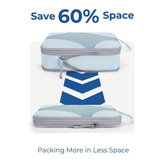BAGSMART Packing Cubes Compression 6 Stück, Rucksack Koffer Organizer Packtaschen, Reise Kompressionsbeutel Wasserdicht Packwürfel Kompression, Travel Essentials Kofferorganizer
