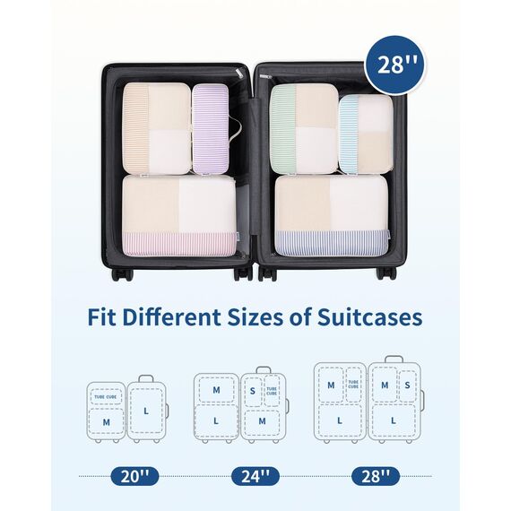 Narwey 7 Teilige Koffer Organizer Set, Packing Cubes Backpack Rucksack Organizer Set Kofferorganizer Reise Packwürfel Packtaschen für Koffer Reiseorganizer Travel Essentials (Kombiniert Streifen)