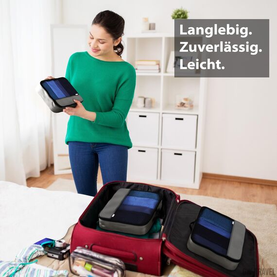 OW-Travel Koffer Organizer Set Grau Groß, leicht zu organisieren, Kofferorganizer Packtaschen Set für Kleidung im Koffer, Packwürfel Rucksack, Reise Organizer, Packing Cubes Backpack