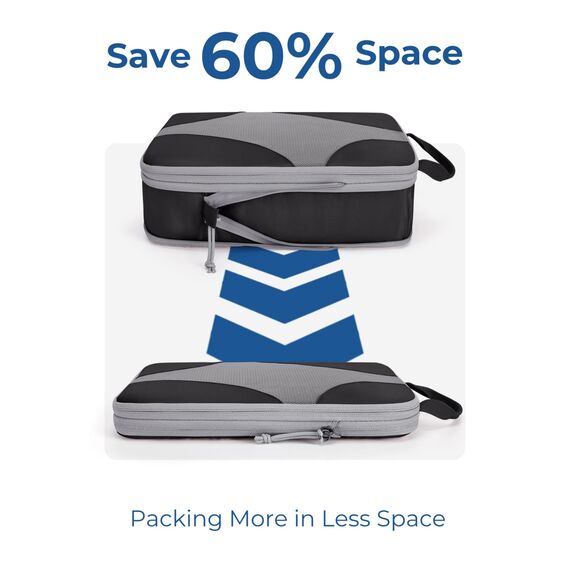 BAGSMART Packing Cubes Compression 6 Stück, Rucksack Koffer Organizer Packtaschen, Reise Kompressionsbeutel Wasserdicht Packwürfel Kompression, Travel Essentials Kofferorganizer