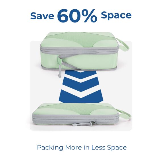 BAGSMART Packing Cubes Compression 6 Stück, Rucksack Koffer Organizer Packtaschen, Reise Kompressionsbeutel Wasserdicht Packwürfel Kompression, Travel Essentials Kofferorganizer