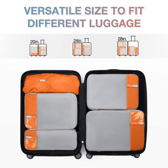 BAGSMART Kleidertaschen Set 6 Teilig packtaschen Kompression Packwürfel Set mit Wäschesack für Rucksack,reise organizer,Koffer Organizer auf Travel