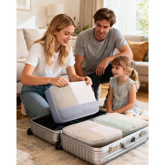 Narwey 7 Teilige Koffer Organizer Set, Packing Cubes Backpack Rucksack Organizer Set Kofferorganizer Reise Packwürfel Packtaschen für Koffer Reiseorganizer Travel Essentials (Kombiniert Streifen)