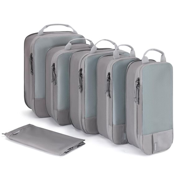 BAGSMART Kleidertaschen Set 6 Teilig packtaschen Kompression Packwürfel Set mit Wäschesack für Rucksack,reise organizer,Koffer Organizer auf Travel