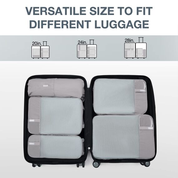 BAGSMART Kleidertaschen Set 6 Teilig packtaschen Kompression Packwürfel Set mit Wäschesack für Rucksack,reise organizer,Koffer Organizer auf Travel