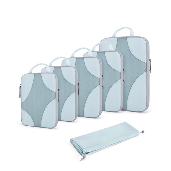 BAGSMART Packing Cubes Compression 6 Stück, Rucksack Koffer Organizer Packtaschen, Reise Kompressionsbeutel Wasserdicht Packwürfel Kompression, Travel Essentials Kofferorganizer