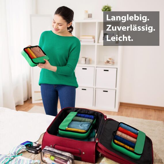 OW-Travel Koffer Organizer Set Grün Groß, leicht zu organisieren, Kofferorganizer Packtaschen Set für Kleidung im Koffer, Packwürfel Rucksack, Reise Organizer, Packing Cubes Backpack