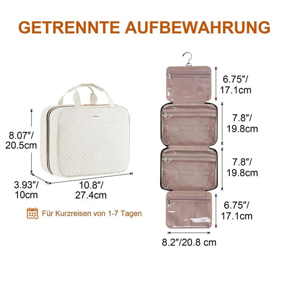 NMNGB Kulturbeutel kulturtasche Damen, Kulturtasche zum Aufhängen, Toiletry Bag Kosmetiktasche Reise Waschtasche Transparent für Makeup & Toilettenartikel im Badezimmer
