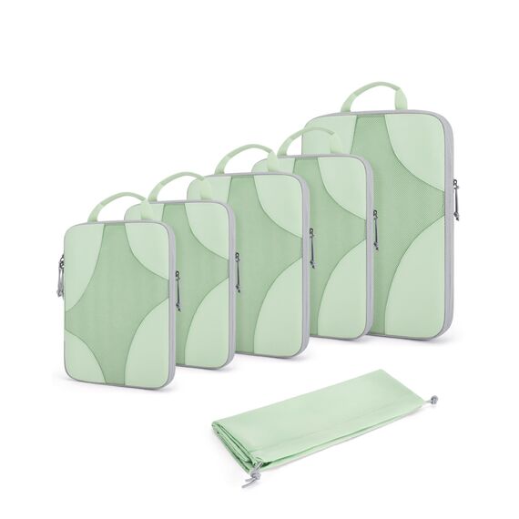 BAGSMART Packing Cubes Compression 6 Stück, Rucksack Koffer Organizer Packtaschen, Reise Kompressionsbeutel Wasserdicht Packwürfel Kompression, Travel Essentials Kofferorganizer