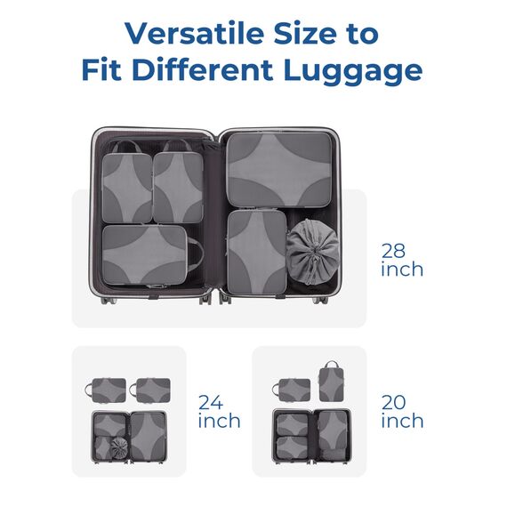 BAGSMART Packing Cubes Compression 6 Stück, Rucksack Koffer Organizer Packtaschen, Reise Kompressionsbeutel Wasserdicht Packwürfel Kompression, Travel Essentials Kofferorganizer