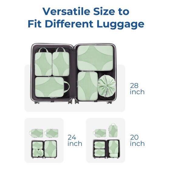 BAGSMART Packing Cubes Compression 6 Stück, Rucksack Koffer Organizer Packtaschen, Reise Kompressionsbeutel Wasserdicht Packwürfel Kompression, Travel Essentials Kofferorganizer
