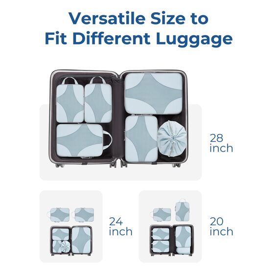 BAGSMART Packing Cubes Compression 6 Stück, Rucksack Koffer Organizer Packtaschen, Reise Kompressionsbeutel Wasserdicht Packwürfel Kompression, Travel Essentials Kofferorganizer