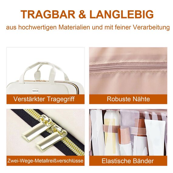 NMNGB Kulturbeutel kulturtasche Damen, Kulturtasche zum Aufhängen, Toiletry Bag Kosmetiktasche Reise Waschtasche Transparent für Makeup & Toilettenartikel im Badezimmer