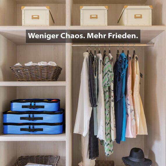 OW-Travel Koffer Organizer Set Blau Mittel/Groß, leicht zu organisieren, Kofferorganizer Packtaschen Set für Kleidung im Koffer, Packwürfel Rucksack, Reise Organizer, Packing Cubes Backpack