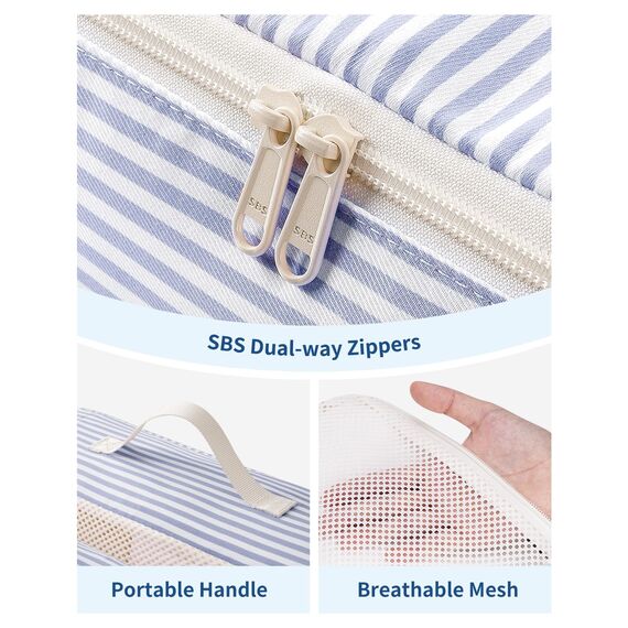 Narwey 7 Teilige Koffer Organizer Set, Packing Cubes Backpack Rucksack Organizer Set Kofferorganizer Reise Packwürfel Packtaschen für Koffer Reiseorganizer Travel Essentials (Graublaue Streifen)