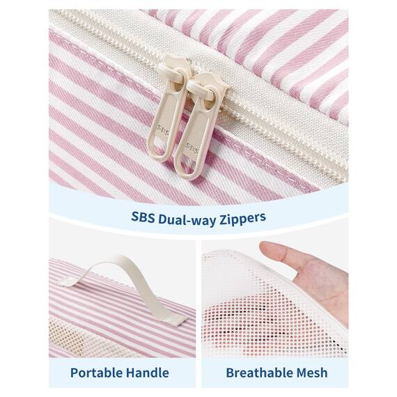 Narwey 7 Teilige Koffer Organizer Set, Packing Cubes Backpack Rucksack Organizer Set Kofferorganizer Reise Packwürfel Packtaschen für Koffer Reiseorganizer Travel Essentials (Rosa Streifen)