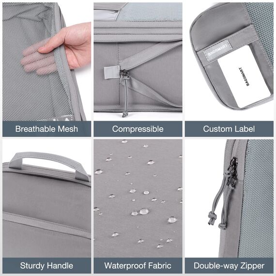 BAGSMART Kleidertaschen Set 6 Teilig packtaschen Kompression Packwürfel Set mit Wäschesack für Rucksack,reise organizer,Koffer Organizer auf Travel
