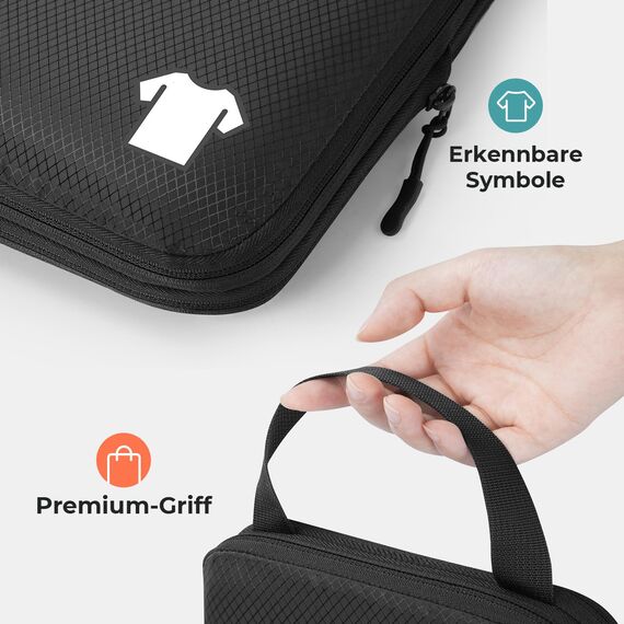 Packing Cubes Compression 8 Stück Koffer Organizer,Wasserdicht PackwüRfel Packtaschen Kompression, Travel essentials FüR HandgepäCk Koffer Und Rucksack Anthrazitschwarz