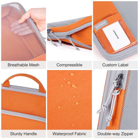 BAGSMART Kleidertaschen Set 6 Teilig packtaschen Kompression Packwürfel Set mit Wäschesack für Rucksack,reise organizer,Koffer Organizer auf Travel