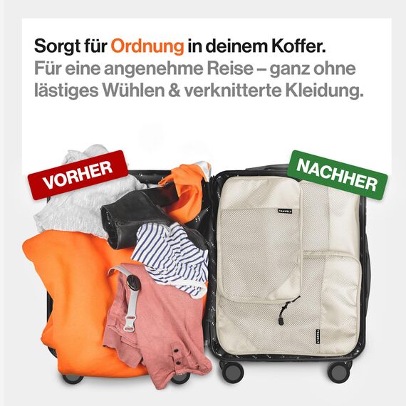 TRAVELY Packing Cubes Compression - 1x Größe M - Packwürfel Kompression als Koffer oder Rucksack Organizer - Packtaschen für Reise, Packbeutel, Kompressionsbeutel