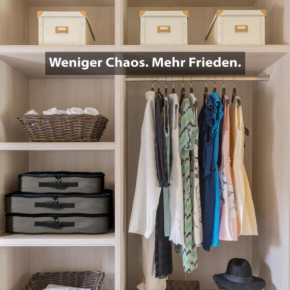 OW-Travel Koffer Organizer Set Grau Mittel, leicht zu organisieren, Kofferorganizer Packtaschen Set für Kleidung im Koffer, Packwürfel Rucksack, Reise Organizer, Packing Cubes Backpack