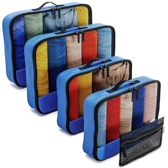 OW-Travel Koffer Organizer Set Blau Mittel/Groß, leicht zu organisieren, Kofferorganizer Packtaschen Set für Kleidung im Koffer, Packwürfel Rucksack, Reise Organizer, Packing Cubes Backpack