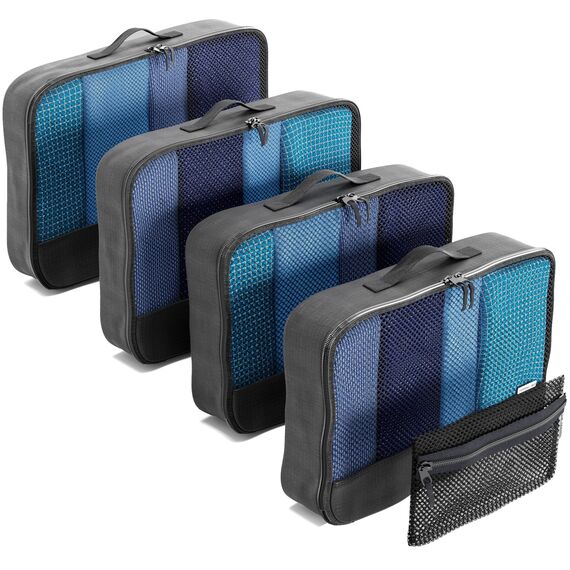 OW-Travel Koffer Organizer Set Schwarz Mittel, leicht zu organisieren, Kofferorganizer Packtaschen Set für Kleidung im Koffer, Packwürfel Rucksack, Reise Organizer, Packing Cubes Backpack
