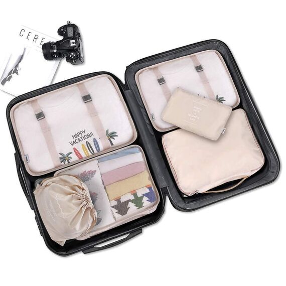 Reise-Verpackungswürfel, 8-teiliges Set Reisewürfel, faltbare Gepäckaufbewahrungstasche, leichte Gepäckaufbewahrungstasche (Marineblau)