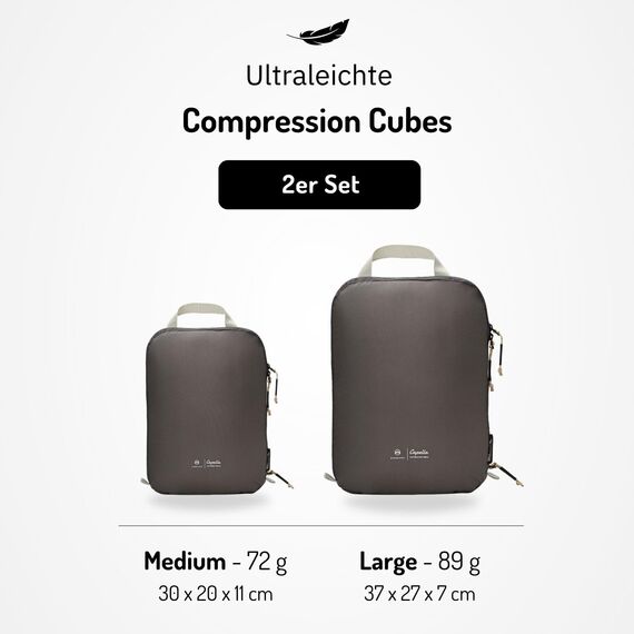 NORDKAMM® Profi-Packtaschen mit Kompression, Ultraleichtes Koffer-Organizer Set, Packing Cubes aus wasserdichtem Stoff, Packwürfel, Packing Cubes Compression