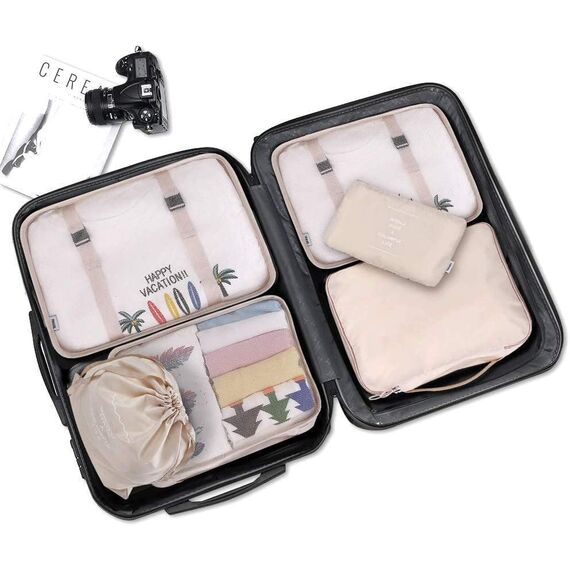 Reise-Verpackungswürfel, 8-teiliges Set Reisewürfel, faltbare Gepäckaufbewahrungstasche, leichte Gepäckaufbewahrungstasche (Hellblau)