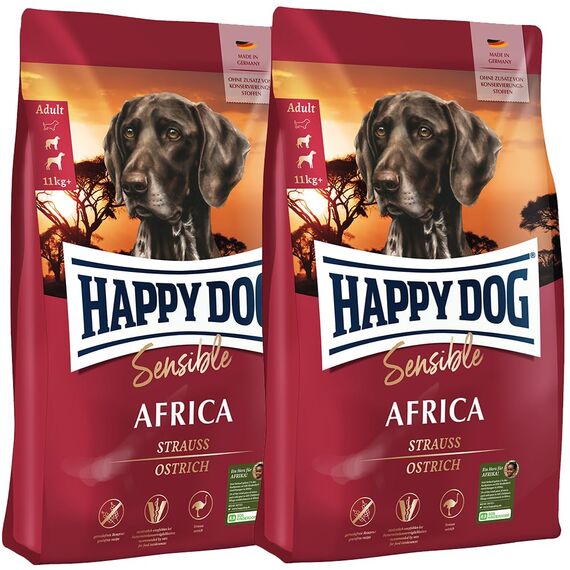 Happy Dog Sensible Africa M 2X 1 kg - Trockenfutter, Geschmacksrichtung Strauss