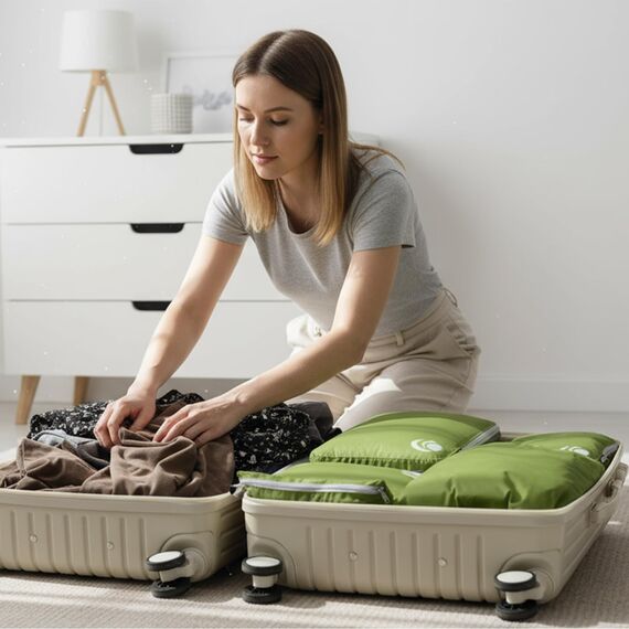 Cipway Kompressions-Packwürfel-Set, ultraleicht, erweiterbar, Reise-Organizer für Handgepäck (grün, 5 Stück)