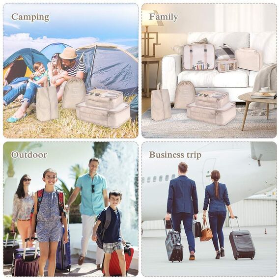 Reise-Verpackungswürfel, 8-teiliges Set Reisewürfel, faltbare Gepäckaufbewahrungstasche, leichte Gepäckaufbewahrungstasche (Marineblau)