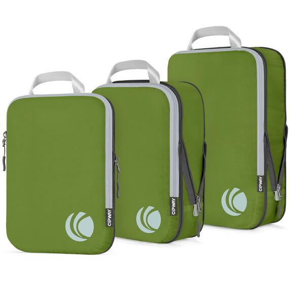 Cipway Kompressions-Packwürfel-Set, ultraleicht, erweiterbar, Reise-Organizer für Handgepäck (grün, 3 Stück)