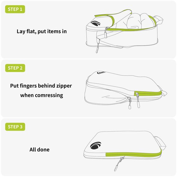 Cipway Kompressions-Packwürfel-Set für Reisen, ultraleichte Verpackungsorganisatoren für Gepäck, Koffer und Rucksack (weiß, 5 Stück)
