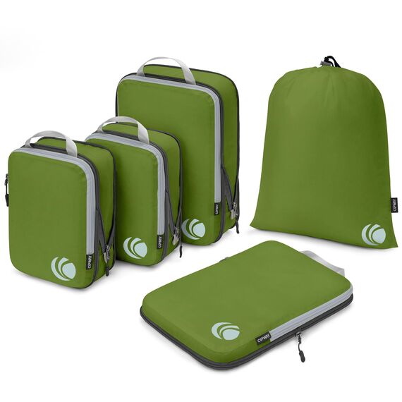 Cipway Kompressions-Packwürfel-Set, ultraleicht, erweiterbar, Reise-Organizer für Handgepäck (grün, 5 Stück)